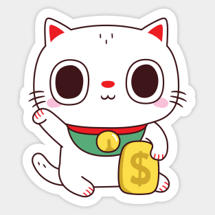 Cute Maneki Neko Fortune Money Cat Sticker